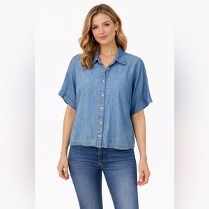 Banana Republic Chambray Button-Up Blouse Denim Top